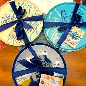 Disney Stitch plates (set of four) thick plastic dishwasher and microwave safe.